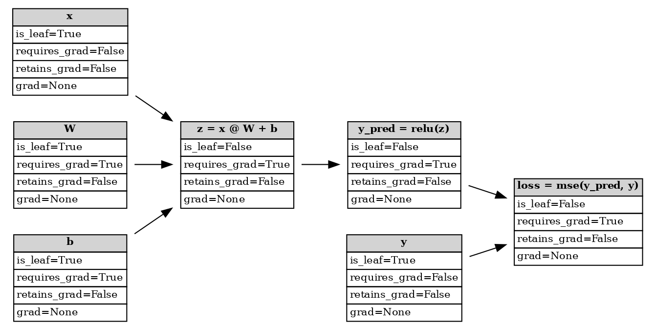 Computational graph after forward pass